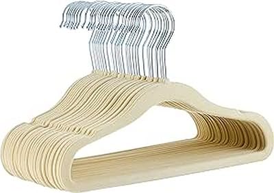 Amazon Basics Kids Velvet Hangers 11.6 In Pack of 30 Beige Non-Slip