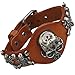 5 Skull Bracelet Mens Womens Genuine Leather Cuff Gothic Style Fashion Devil Design （Multicolor）