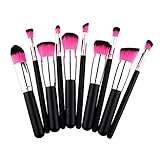 Unimeix? 10 pcs Premium Synthetic Kabuki Makeup Brush Set Cosmetics Foundation Blending Blush Eyeliner Face Powder Brush Makeup Brush Kit (Black Rose)