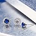 Gem Stone King 2.00 Ct Round 6mm Blue Created Sapphire 925 Sterling Silver Removable Jacket Stud Halo Earrings