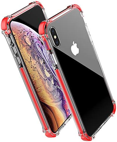 Noii for Apple iPhone Xs Max case,Clear Hybrid Drop Protection Phone case,【Super Rubber Bumper】 Shockproof case,Heavy Duty Protective Cover for Apple iPhone Xs Max 6.5 inch 2018 - Red Light Pink