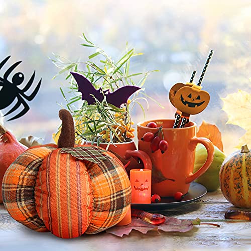 DomeStar 10 Inches Plaid Pumpkin, Stuffed Pumpkin Buffalo Check Pumpkin Farmhouse Pumpkin Fall Pumpkin Decor for Halloween Thanksgiving Decorations