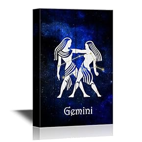 12 Zodiac Signs Constellation Canvas Wall Art - Gemini - Gallery Wrap Modern Home Art | Ready to Hang - 12x18 inches