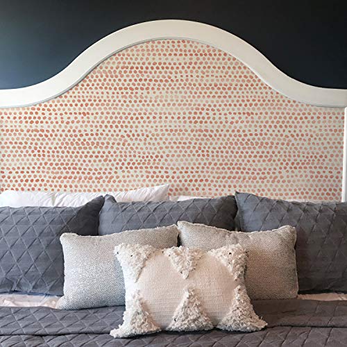Tempaper Coral Moire Dots Removable Peel and Stick Wallpaper, 20.5 in X