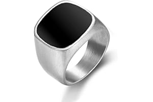 enhong Mens Rings Stainless Steel Square Signet Rings for Men,Pinky Thumb Ring for Dad Father Jewelry Gift for Him,Men's Ring for Biker