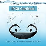 Tayogo 8GB Waterproof MP3 Player, Bluetooth Swimming Headset Support FM APP Flash Drive for Swimming Running Riding Walking Spa, with Shuffle Feature - Black