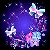 Full Drill White Butterfly, Franterd 5D DIY Diamond Painting Kits By Number Home Decor Counted Cross Stitch Rhinestone Embroidery Arts Craft Decor
