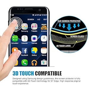 Galaxy S7 Edge Screen Protector, ALCLAP S7 Edge Tempered Glass Full Coverage 3D Curved High Definition Ultra Clear Film Anti-Bubble Screen Protector for Samsung Galaxy S7 Edge (BLACK) by ALCLAP
