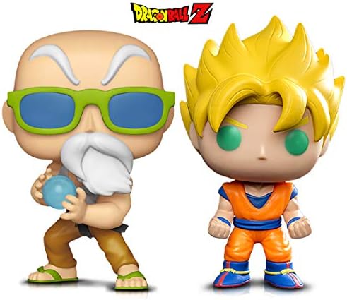 Warp Gadgets Bundle - Funko Pop! Animation: Dragonball Z - Super Saiyan Goku and Master Roshi Max Power (2 Items) Action Figures Toys