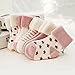 VWU Baby Thick Cuff Cotton Socks 5-pack 7 Color Available (0-6 months, Pink)