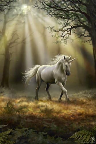 Anne Stokes Glimpse Of The Unicorn PAPER POSTER measures 36 x 24 inches (91.5 x 61cm)