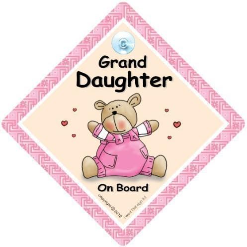 GRANDCHILDREN iwantthatsignltd Granddaughter On Board, Pink Bear Quilt, Child On Board Sign, Bumper Sticker, Decal, Funny Driving Sign, Style, Baby On Board Style, Retro Car Sign