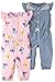 Carter's Baby Girls' 2-Pack One-Piece Romper, Pink Floral/Chambray, 18 Months