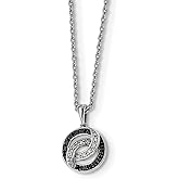 Black & White Diamond 11mm Swirl Circle Necklace in Sterling Silver