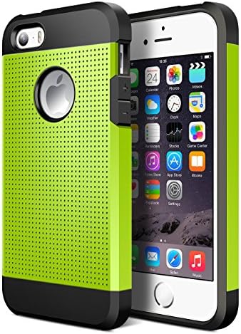iPhone 5S Case,iPhone SE Case,Geminiman Hybrid Dual Layer Slim Case Flexible TPU Bumper &amp; Hard PC Back Rugged Premium ShockProof Protective Durable Cover For iPhone 5S/SE/5(Green)