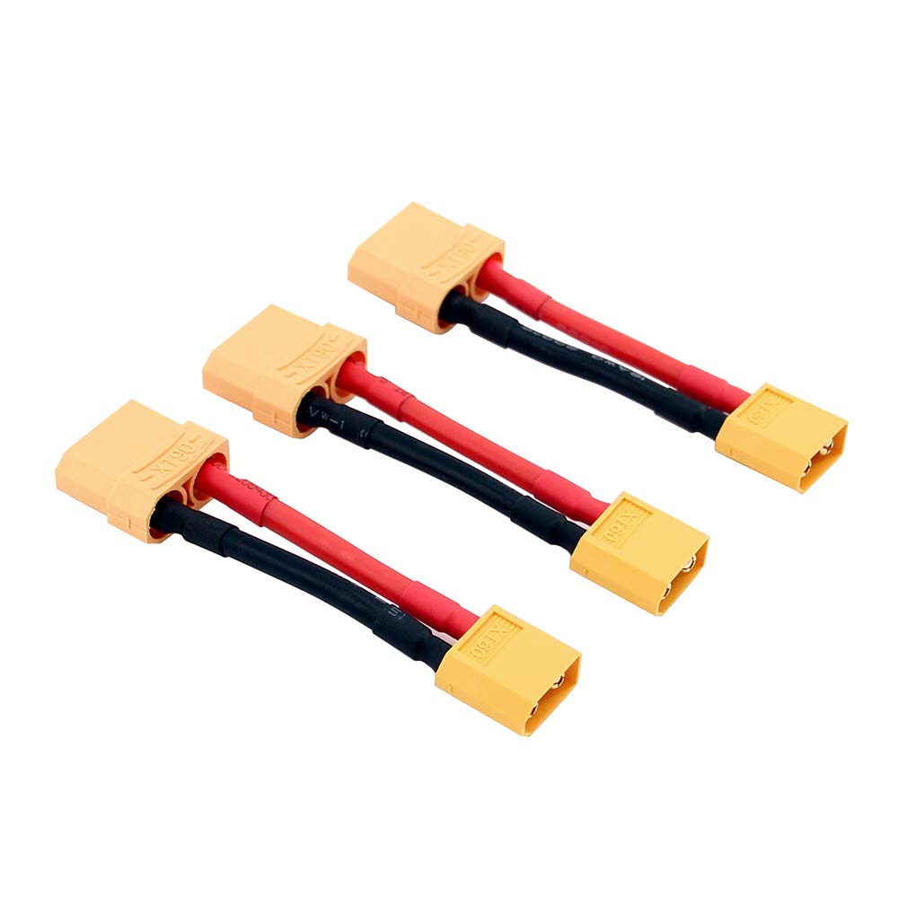 OliYin 3pcs Male XT60 to Female XT90 Connector Converter Adapter with 12awg 1.96inch Wire(Pack of 3)