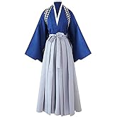 DJF Men's Kendo Hakama Aikido Japanese Samurai Costume Judo Martial Arts Uniform