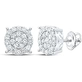 Sterling Silver Yellow-Tone or White-Tone 1 Ctw Natural Diamond Round Stud Earring