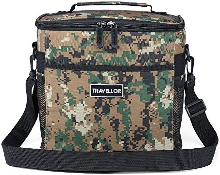 Travellor Insulated Lunch Bag Camping Cooler Bag Ice Chest Tote Bag School Office Work Lunch Box for Outdoor Sports Fishing Picnic Hiking Camo with Mesh Pockets