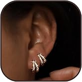 Small Hoop Earrings for Women Double Hoop Earrings Gold Huggie Hoop Earrings Thin Mini Hoop Earrings Silver Trendy Christmas Jewelry Gifts Stocking Stuffers