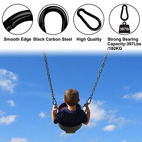 Rtudan 3 Inch Spring Snap Hook,Heavy Duty Carabiner Clip, Large Carabiner Clip Black Carbon Metal Snap Hook for Hiking Traveling Camping Fishing(Set of 4)