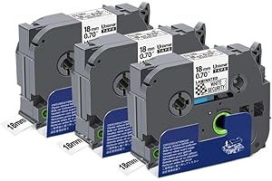 3PK 5PK TZe SE3 Compatible with Printer Supplies 12mm Label Ribbon for Part Number TZeSE3 TZeSE34 TZeSE3(3PK TZe-SE4-18mm)