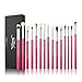 Jessup Professional Natural-Synthetic Eye Makeup Brushes Set 15pcs for Eyeshadow Blending Concealer Eyeliner Eyebrow, Rose Carmine/Silver T197