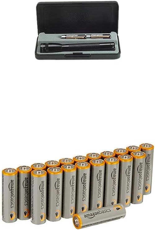 Maglite Boxed Mini Mag AA Torch - Black with Amazon Basics Batteries