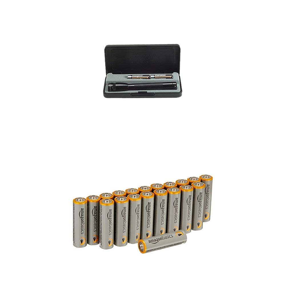 Maglite Boxed Mini Mag AA Torch - Black with Amazon Basics Batteries