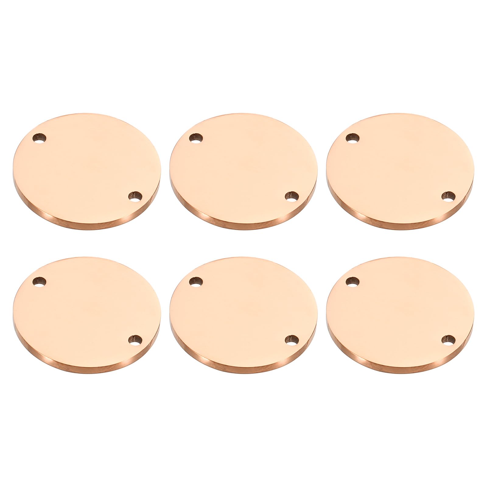 PATIKIL 20mm Steel Disc, 6Pcs Metal Stamping Blanks Tags Circle Round Pendants Metal Plate Connection Stainless Steel with 2 Holes for Laser Engraving Stamping Craft Name Tag, Rose Gold