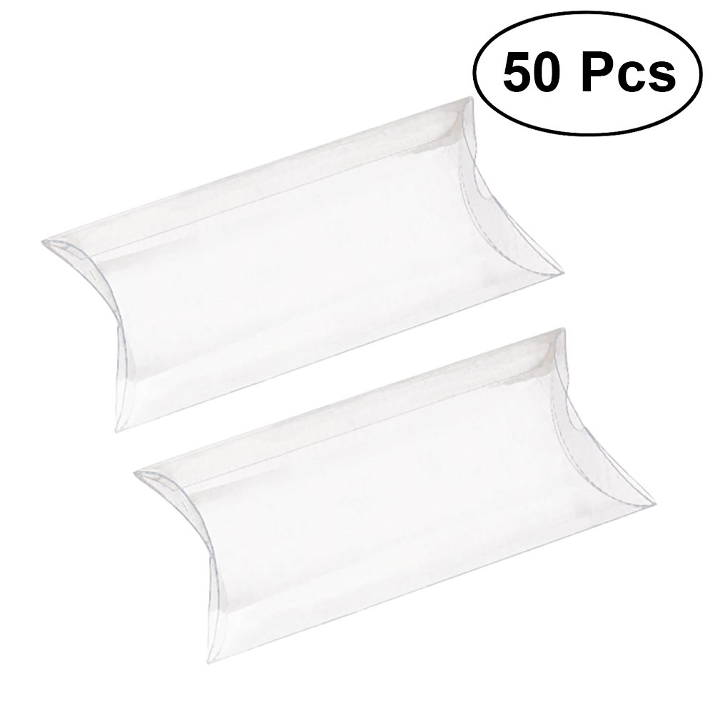 Ultnice 50pcs Pillow Gift Boxes Clear Candy Box Transparent Party