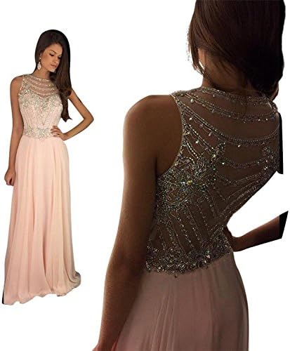 JB Elegant Crystals Beaded Chiffon Long Prom Dress Formal Gown JB080P/PK-US14