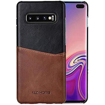 KEZiHOME Galaxy S10 Plus Case,Genuine Leather Card Holder Slot Wallet Case Cover for Samsung Galaxy S10 Plus (Black)