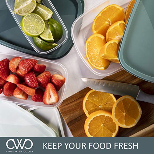 COOK WITH COLOR Rectangular Food Storage Containers with Lids, Easy