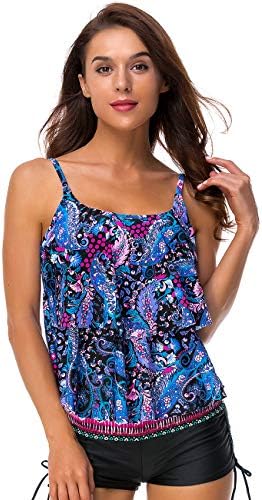 DAYU Women's Tankini Top Swimwear Push Up Swimming Top Sport Sexy Bikini Top -UK 10-18