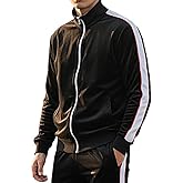 SCREENSHOT Mens Slim Fit Spandex Plush Velour Track Jacket - NYC Athletic Fashion Side Taped Top