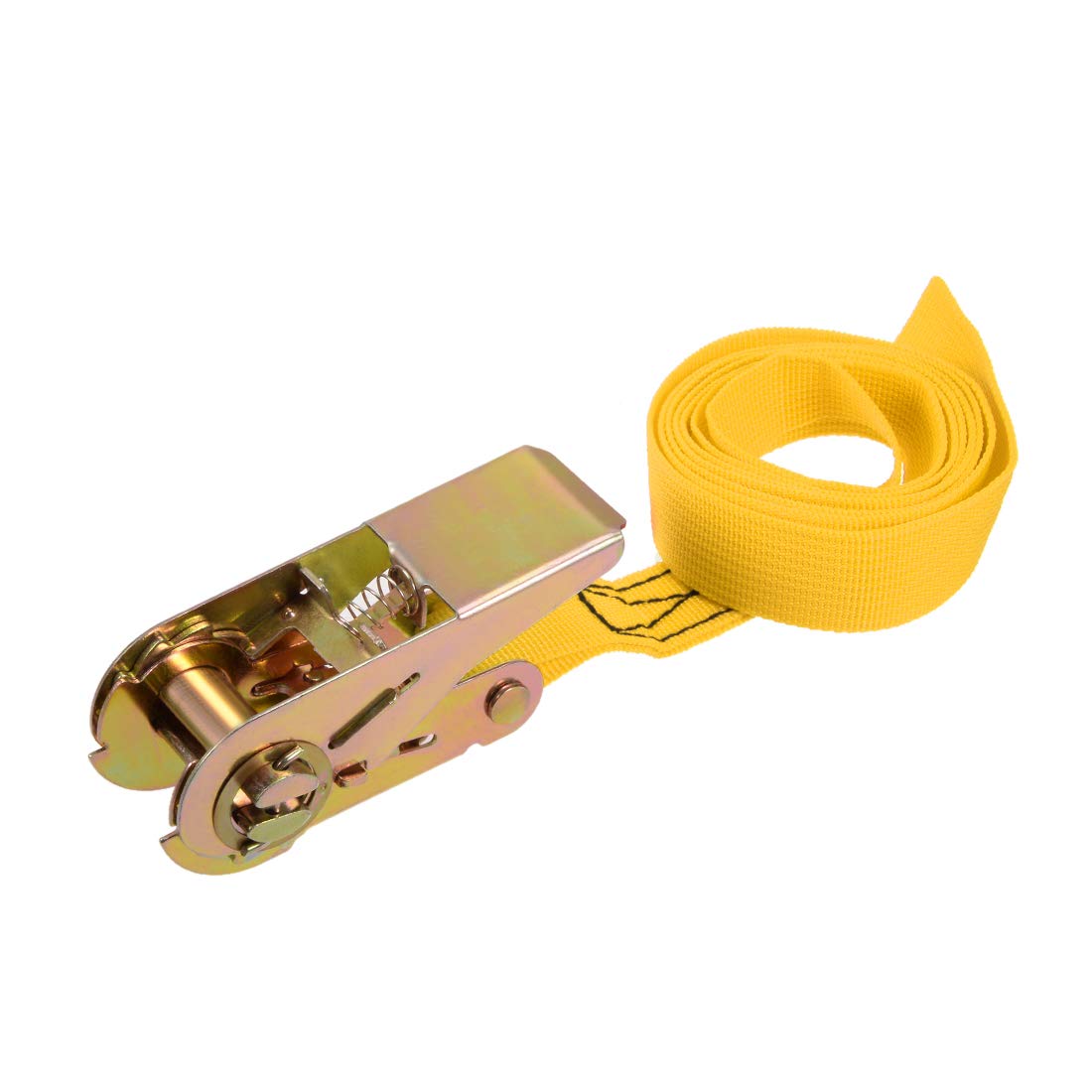 sourcing map Ratchet Tie Down Lashing Strap 1" x 5Ft 550lb 250Kg Load Polypropylene for Moving Securing Cargo, Yellow