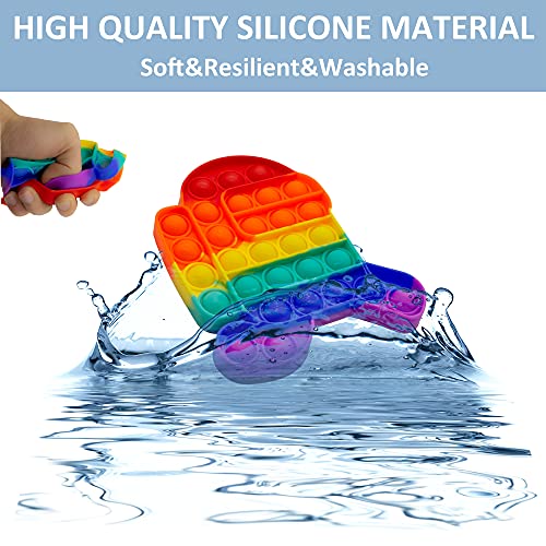 Push Pops Bubble Fidget Toys Set,Silicone Pop Warp Bubble Toy Durable Soft Squeeze Toys for Stress Reliever Training Logical Thinking,Autism Special Needs Stress Reliever (Run Rainbow+Up Orange)