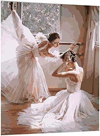 [Framless]Diy Oil Painting Paint By Number Kits Home Decor Wall Pic Value Gift-Linen material-Ballet 16X20 Inch