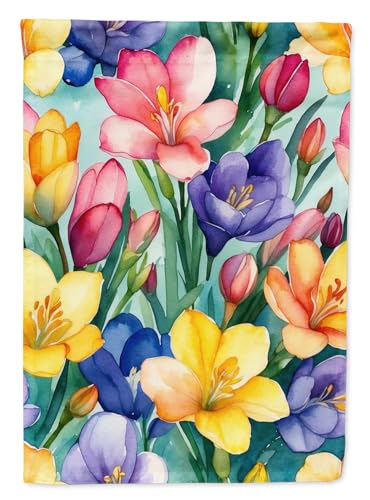 Caroline's Treasures Freesia Flowers House Flag Large Porch Sleeve Pole Decorat…