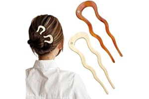 Wavy Edge U Shaped French Hair Pin 2pcs, Spiral Hair Pins for Buns Styling, Hair Clips for Thick Hair Styling Accessories for