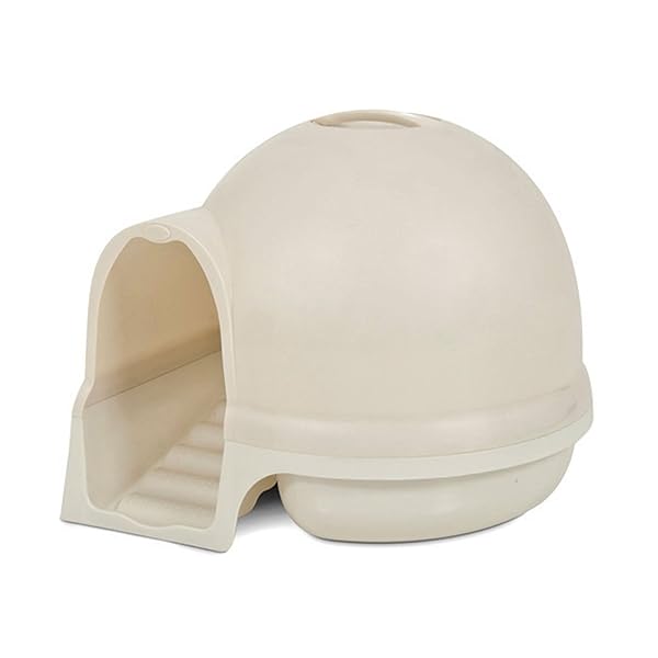 PETMATE BOODA CLEAN STEP CAT LITTER BOX DOME (MADE IN THE USA WITH 95% RECYCLED MATERIALS)- PEARL WHITE, MADE IN USA