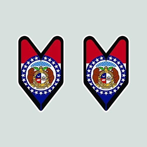 Two Pack Missouri Driver Badge Sticker Die Cut Decal wakaba leaf soshinoya missourian MO Made in USA