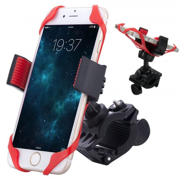PARENCE. - Supporto per telefono per bicicletta/supporto per smartphone per moto - universale/con rotazione a 360°/ anti vibrazioni, nero e rosso