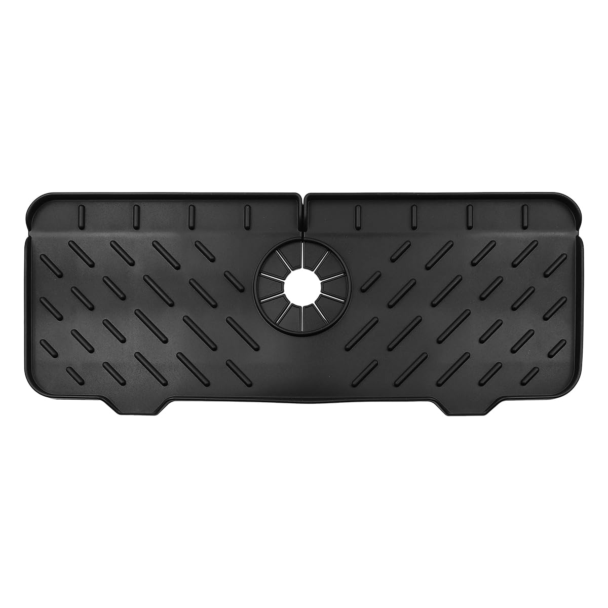 NUZAMAS Silicone Faucet Mat Faucet Handle Drip Catcher Tray with Built-in Drain Lip Kitchen Sink Splash Guard Drying Mat for Kitchen, Bathroom Countertop Protect