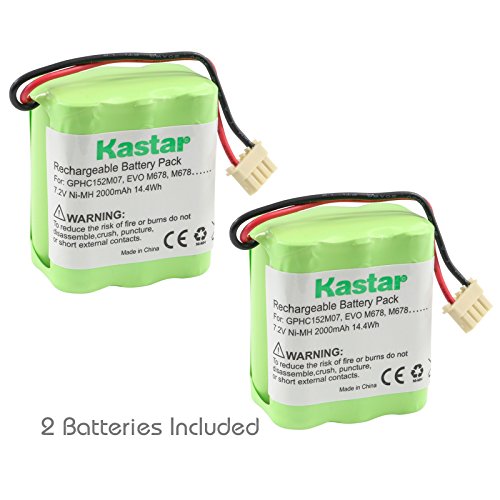 Kastar GPHC152M07 Battery (2 Pack), Ni-MH 7.2V 2000mAh, Replacement for Dirt-Devil GPHC152M07, Mint 4200, M678, EVO M678