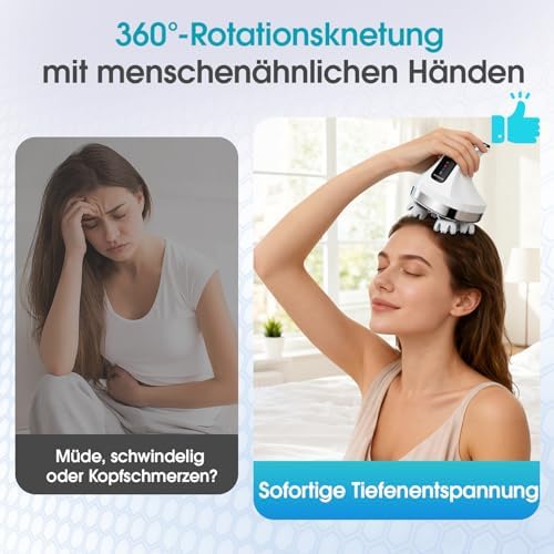 Kopfhautmassagegerät Elektrisch 4D,108 Silikon-Knetknoten, Weiß — Foto 3 von 8