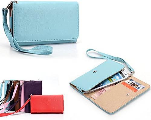 Smartphone wristlet holder- Universally designed to fit Jitterbug Touch 2 in baby blue