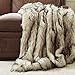 Best Home Fashion Faux Fur Throw - Full Blanket - Bleached Finn Raccoon - 58