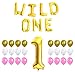 KatchOn Wild ONE Birthday Decoration KIT - Pink White Gold Balloons Set,Perfect for 1st Bday Party Supplies, Girl or Boy, Number 1 Mylar, Latex Ballon